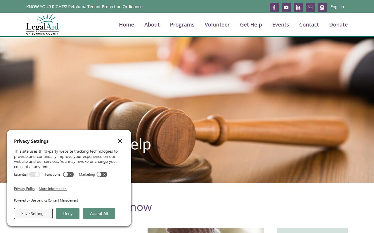 Legal Aid of Sonoma County website