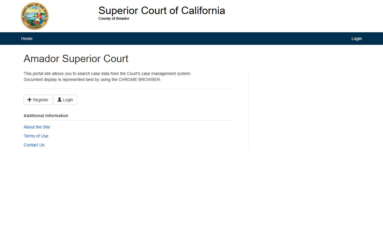 Amador County case search portal