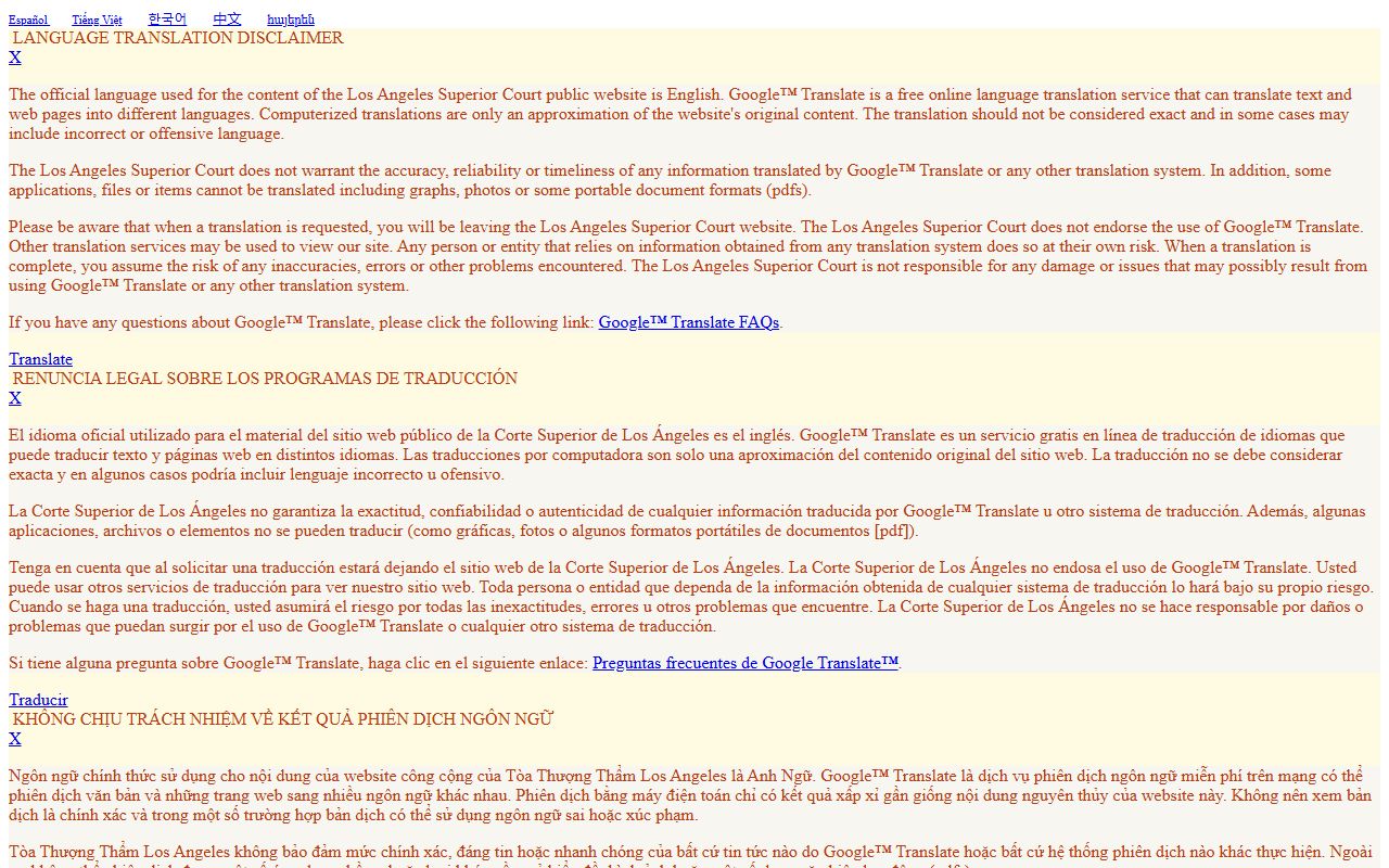 Los Angeles Superior Court family law division website