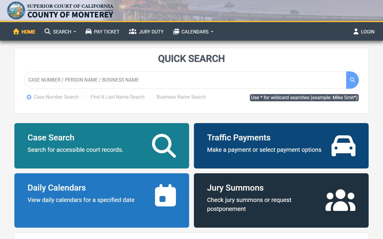 Monterey County Superior Court online case portal