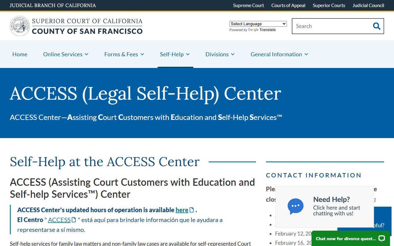 San Francisco Superior Court ACCESS Center