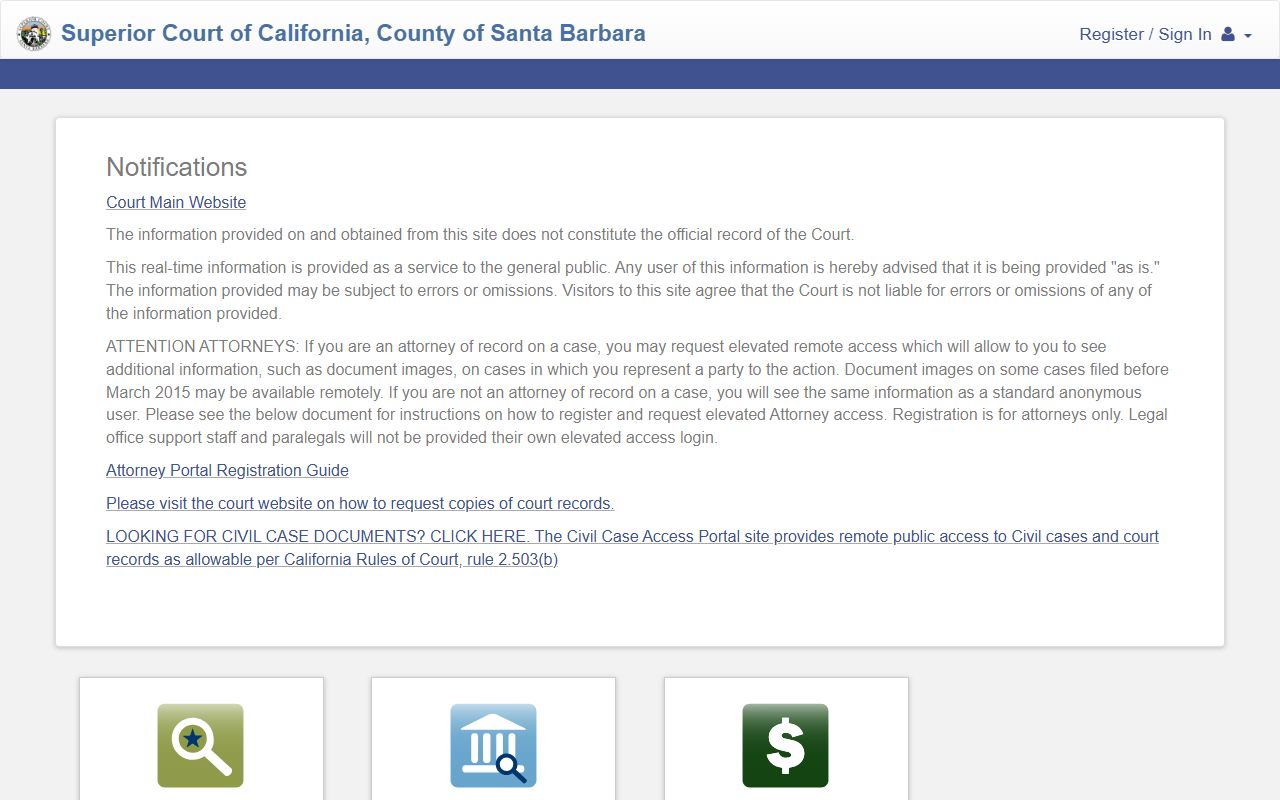 Santa Barbara County Superior Court case portal