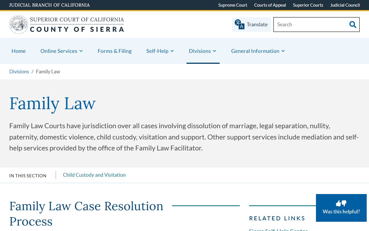 Sierra County Superior Court family law division